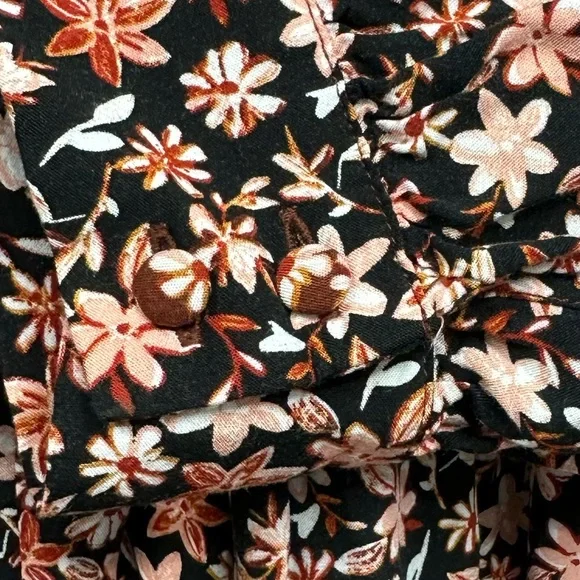 Zara • NEW • BROWN MAROON RED FLORAL PRINT BUTTONED LOOSE FIT MIDI DRESS • SMALL - Picture 11 of 11